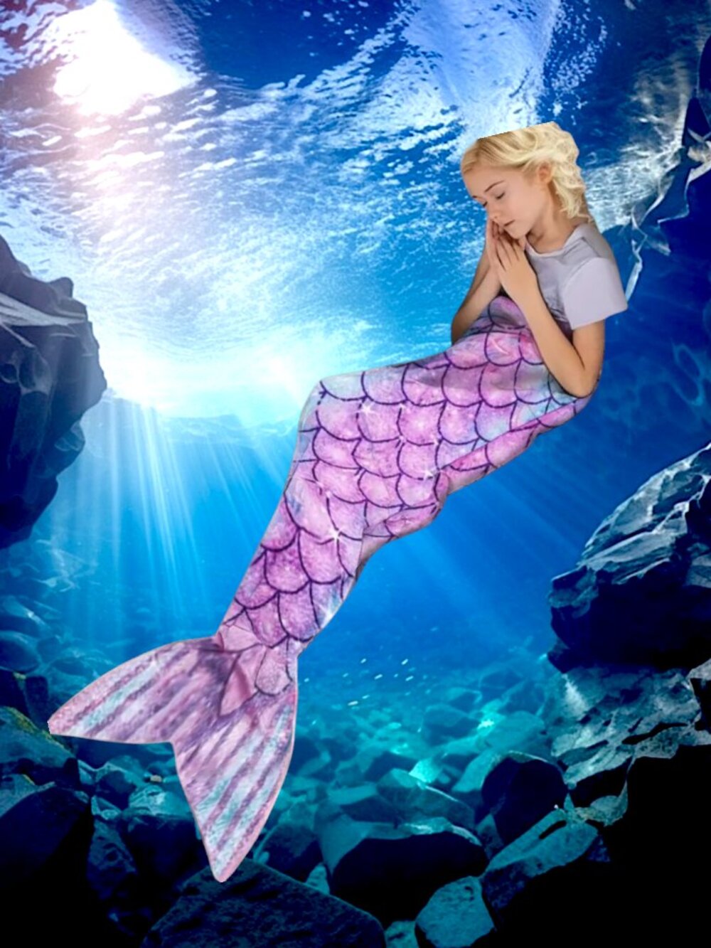 NWT Mermaid Blanket Snuggle Throw Fish Tail Toddler Kids Girls Wearable Pink